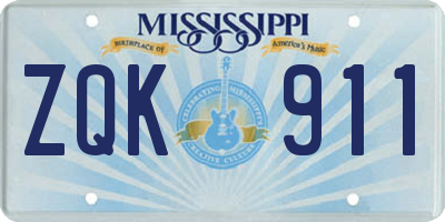 MS license plate ZQK911