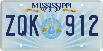 MS license plate ZQK912