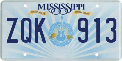 MS license plate ZQK913