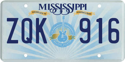 MS license plate ZQK916