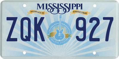 MS license plate ZQK927