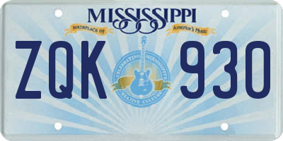 MS license plate ZQK930