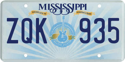 MS license plate ZQK935