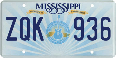 MS license plate ZQK936
