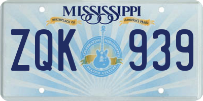 MS license plate ZQK939