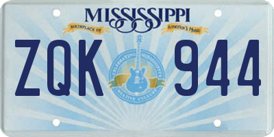 MS license plate ZQK944
