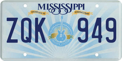 MS license plate ZQK949