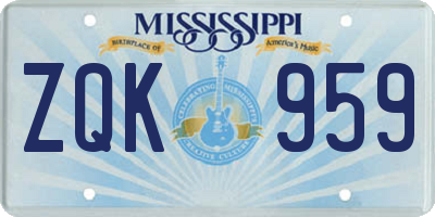 MS license plate ZQK959