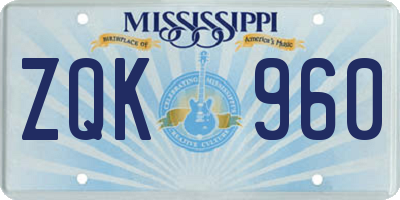 MS license plate ZQK960