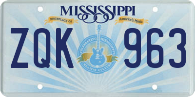 MS license plate ZQK963