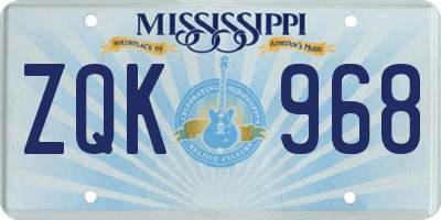 MS license plate ZQK968