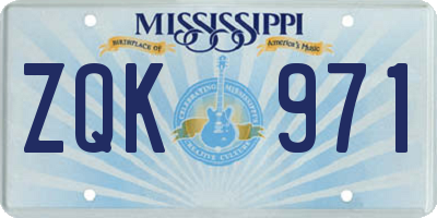 MS license plate ZQK971