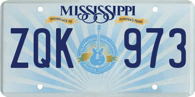 MS license plate ZQK973