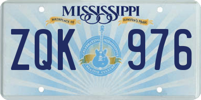 MS license plate ZQK976