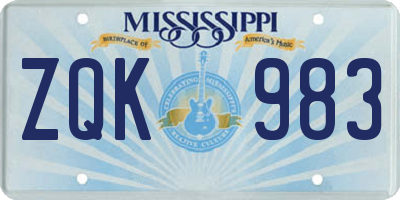 MS license plate ZQK983