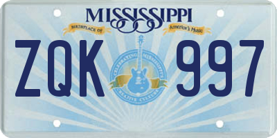 MS license plate ZQK997