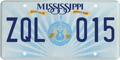 MS license plate ZQL015