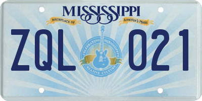 MS license plate ZQL021