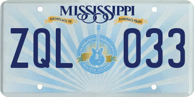 MS license plate ZQL033