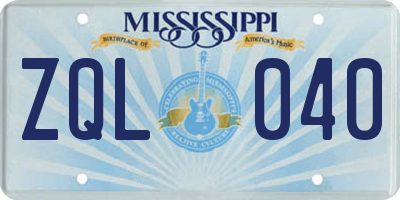 MS license plate ZQL040