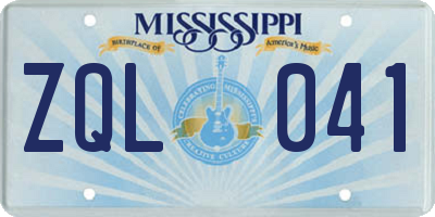 MS license plate ZQL041