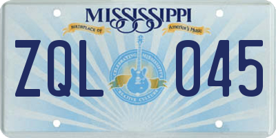 MS license plate ZQL045