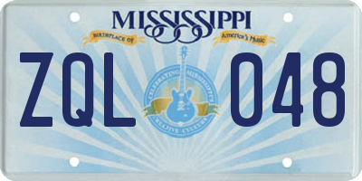 MS license plate ZQL048