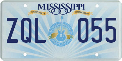 MS license plate ZQL055