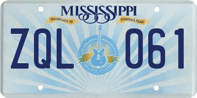 MS license plate ZQL061