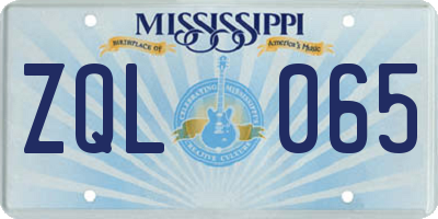 MS license plate ZQL065