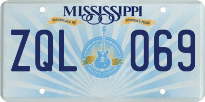 MS license plate ZQL069