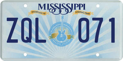 MS license plate ZQL071