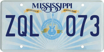 MS license plate ZQL073