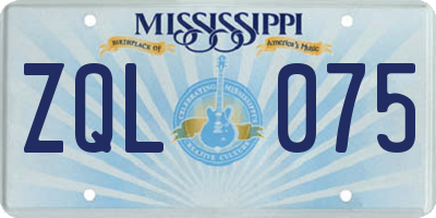 MS license plate ZQL075