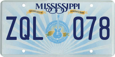 MS license plate ZQL078