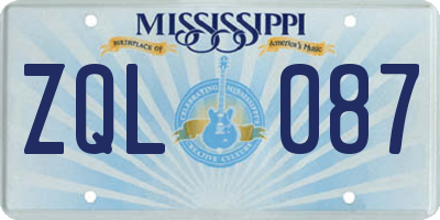 MS license plate ZQL087