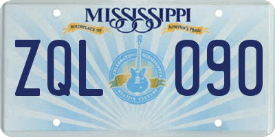 MS license plate ZQL090