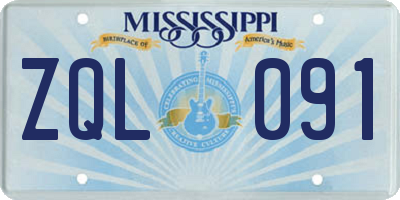 MS license plate ZQL091