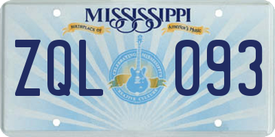 MS license plate ZQL093