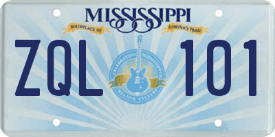 MS license plate ZQL101