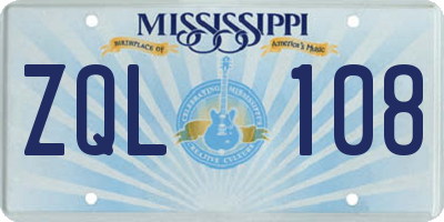 MS license plate ZQL108