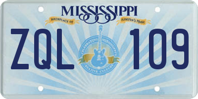 MS license plate ZQL109