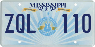 MS license plate ZQL110