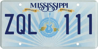 MS license plate ZQL111