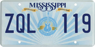 MS license plate ZQL119