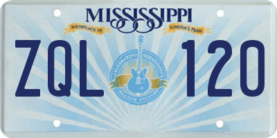 MS license plate ZQL120