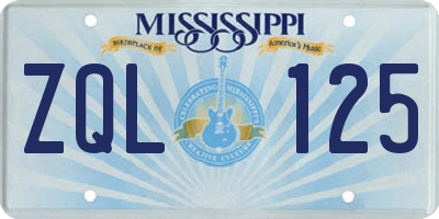 MS license plate ZQL125