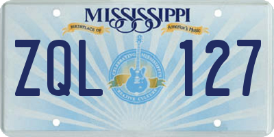 MS license plate ZQL127