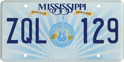 MS license plate ZQL129