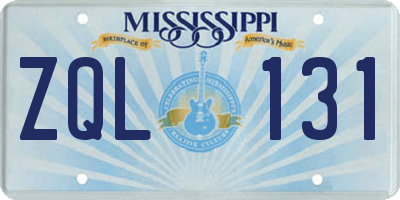 MS license plate ZQL131